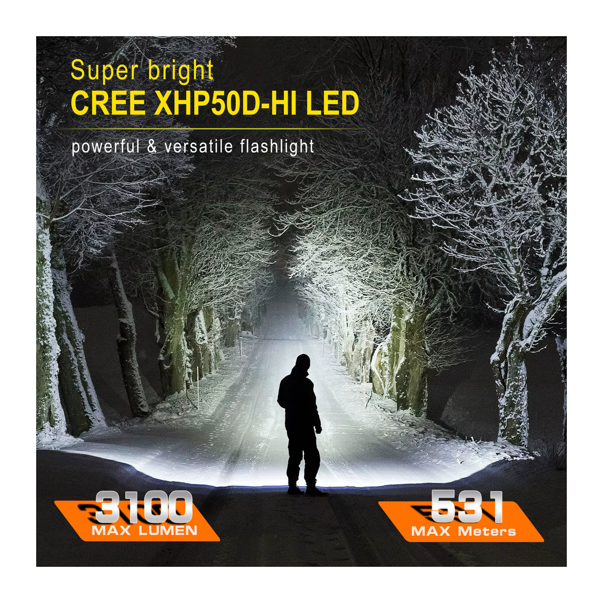 Sofirn C8L Taktische LED Taschenlampe mit 3100 Lumen und XHP50D LED, wiederaufladbar via Typ C - Bild 2