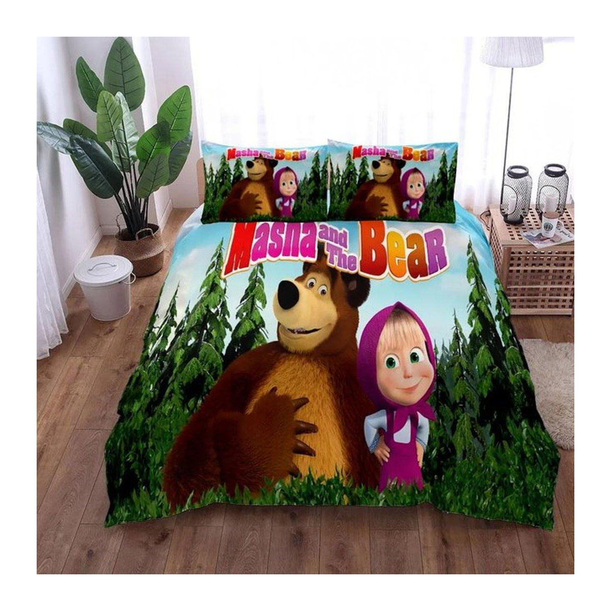 Softura Masha Cartoon Bettwäsche-Set mit Reißverschluss, Größe: 173 x 218 cm - Bild 1