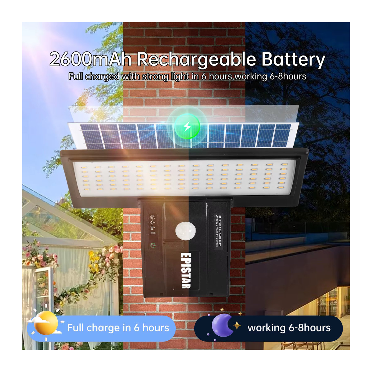 Solar-Außenleuchten mit Bewegungsmelder und 90 LEDs, wasserdichtes Sicherheitsflutlicht in Schwarz mit 3 Farben und 4 Modi für Garten und Veranda - Bild 3