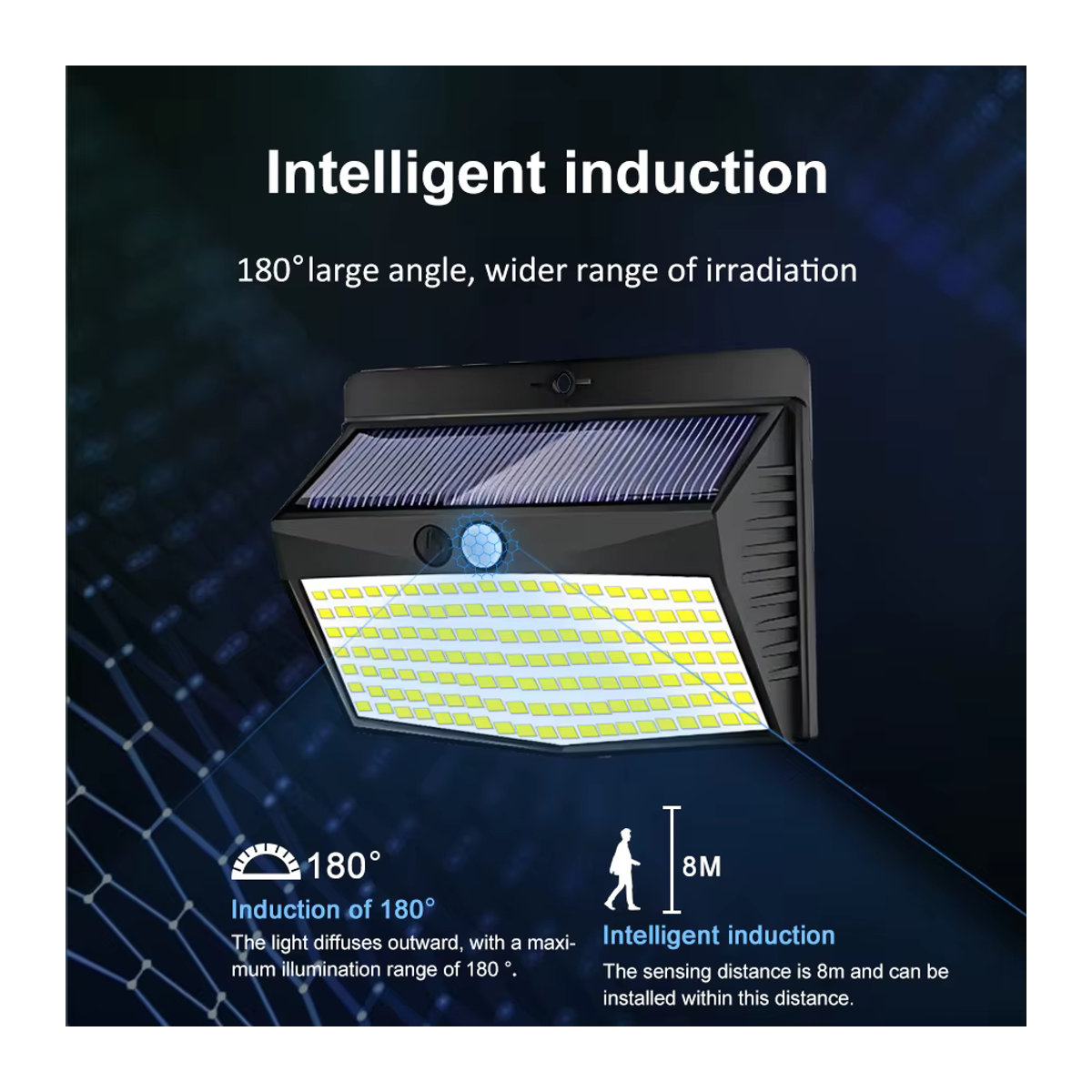 Solar-Bewegungsmelder-Leuchten mit integrierten LEDs, wasserdichte Außenwandleuchten für Garage, Hof und Zaun, 3 Modi - Bild 6