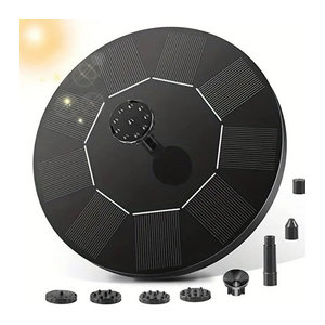Solar-Brunnenpumpe mit 9 Düsen für Vogelbad, Teich, Garten und Aquarium in Schwarz, Durchmesser: 13 cm, 16 cm oder 18 cm