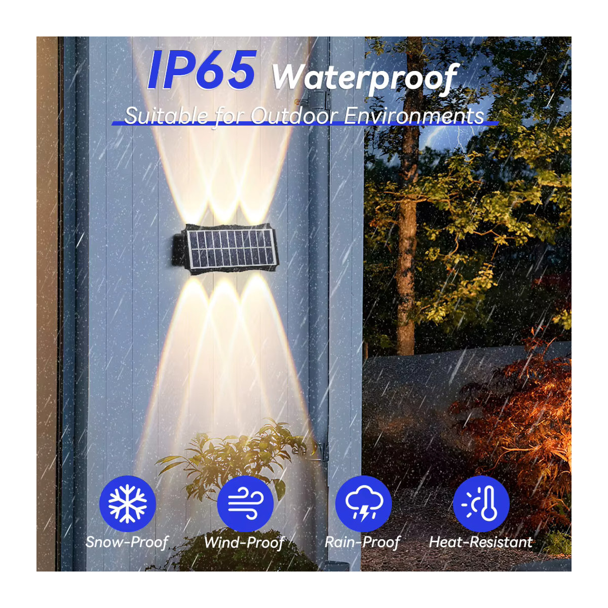 Solar LED Außenwandleuchte Schwarz Wasserdicht Up und Down Beleuchtung für Garten und Balkon - Bild 3