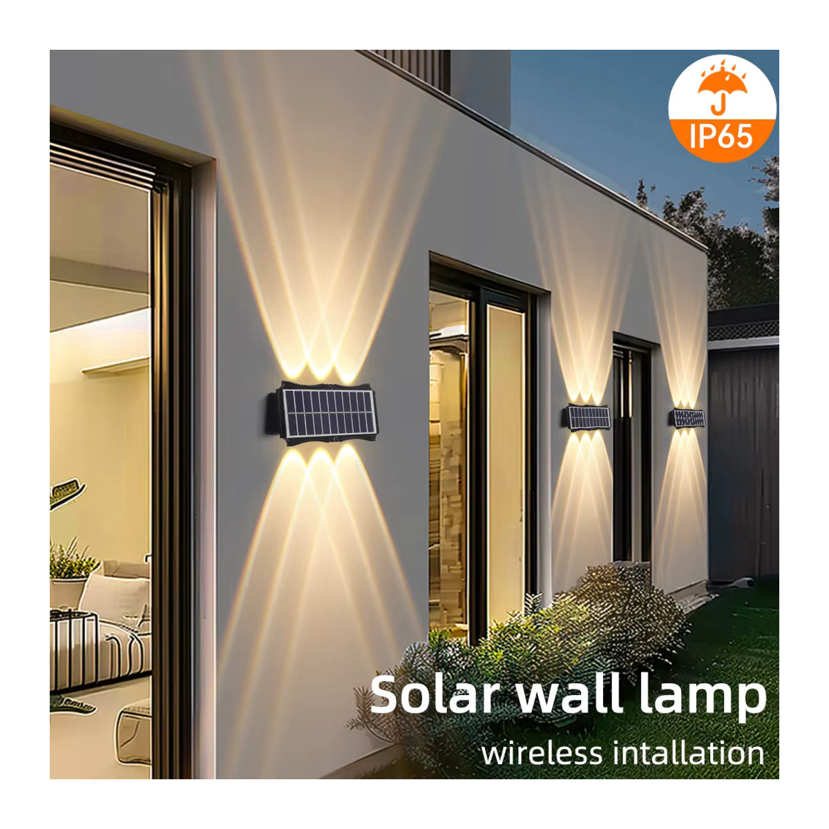 Solar LED Außenwandleuchte Schwarz Wasserdicht Up und Down Beleuchtung für Garten und Balkon - Bild 5