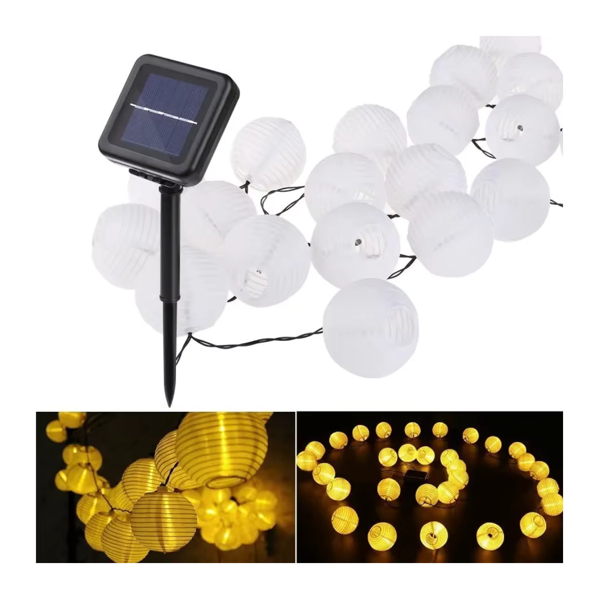Solar-Lichterkette IEEYEEY in Weiß, wasserfeste Solar-Laternen-Girlande für Garten, Hochzeit und Party - Bild 4