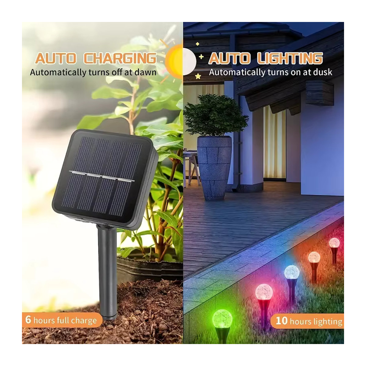 Solar Rasenleuchten mit 50 LED als mehrfarbige Globus Ball Lichterkette, wasserdichte Solarleuchten mit Fernbedienung und Timer, bunt - Bild 2