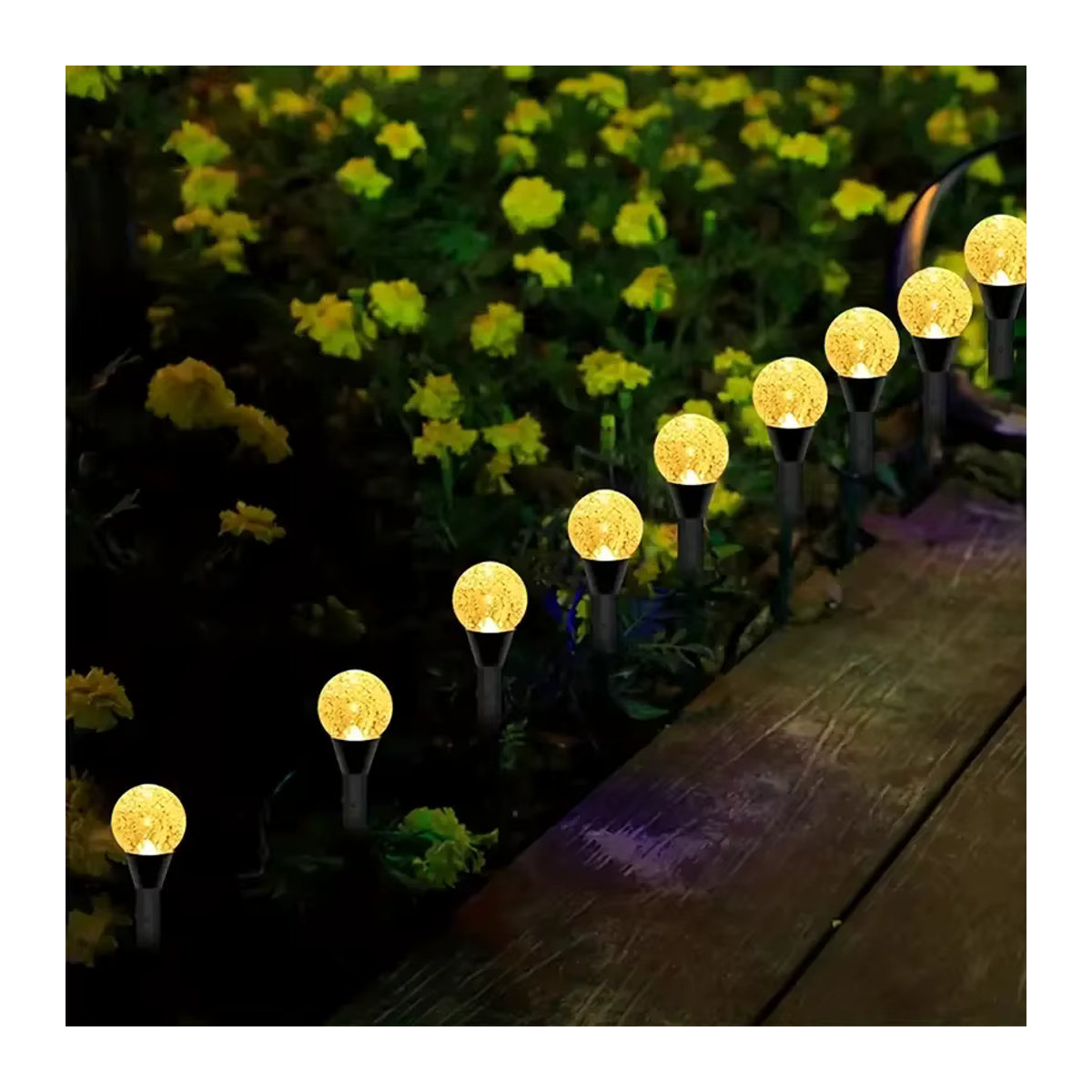 Solar Rasenleuchten mit 50 LED als mehrfarbige Globus Ball Lichterkette, wasserdichte Solarleuchten mit Fernbedienung und Timer, bunt - Bild 4