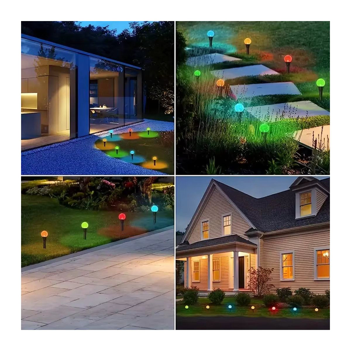 Solar Rasenleuchten mit 50 LED als mehrfarbige Globus Ball Lichterkette, wasserdichte Solarleuchten mit Fernbedienung und Timer, bunt - Bild 5