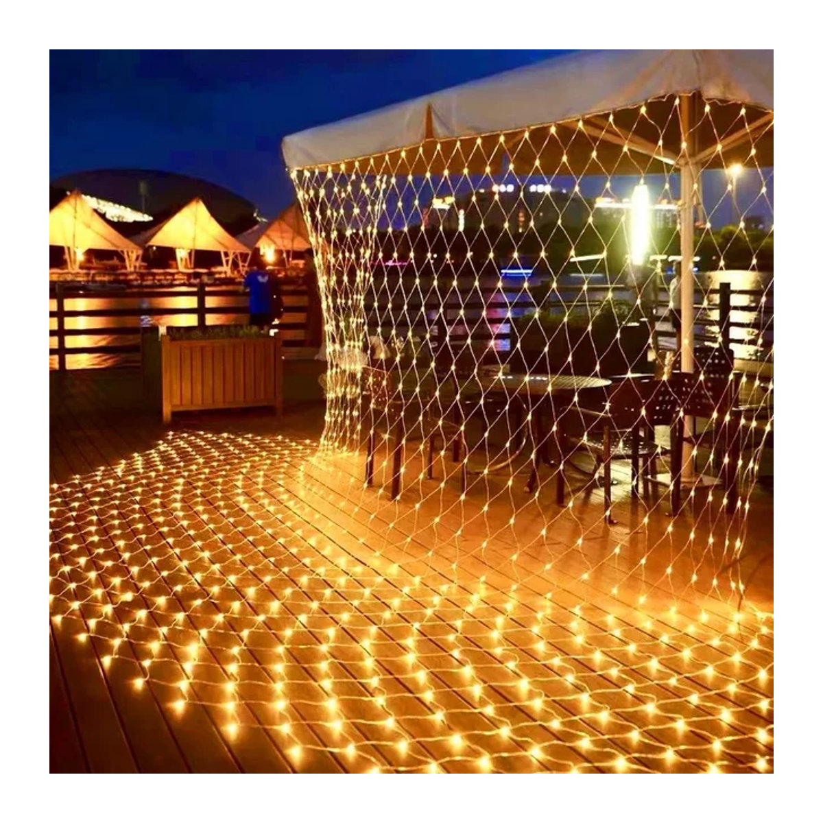 Solar und EU-Stecker LED Netz Lichterkette Mesh Fee String Lights für Fenster und Vorhang zur Weihnachtsdekoration oder für Hochzeiten und Partys - Bild 1