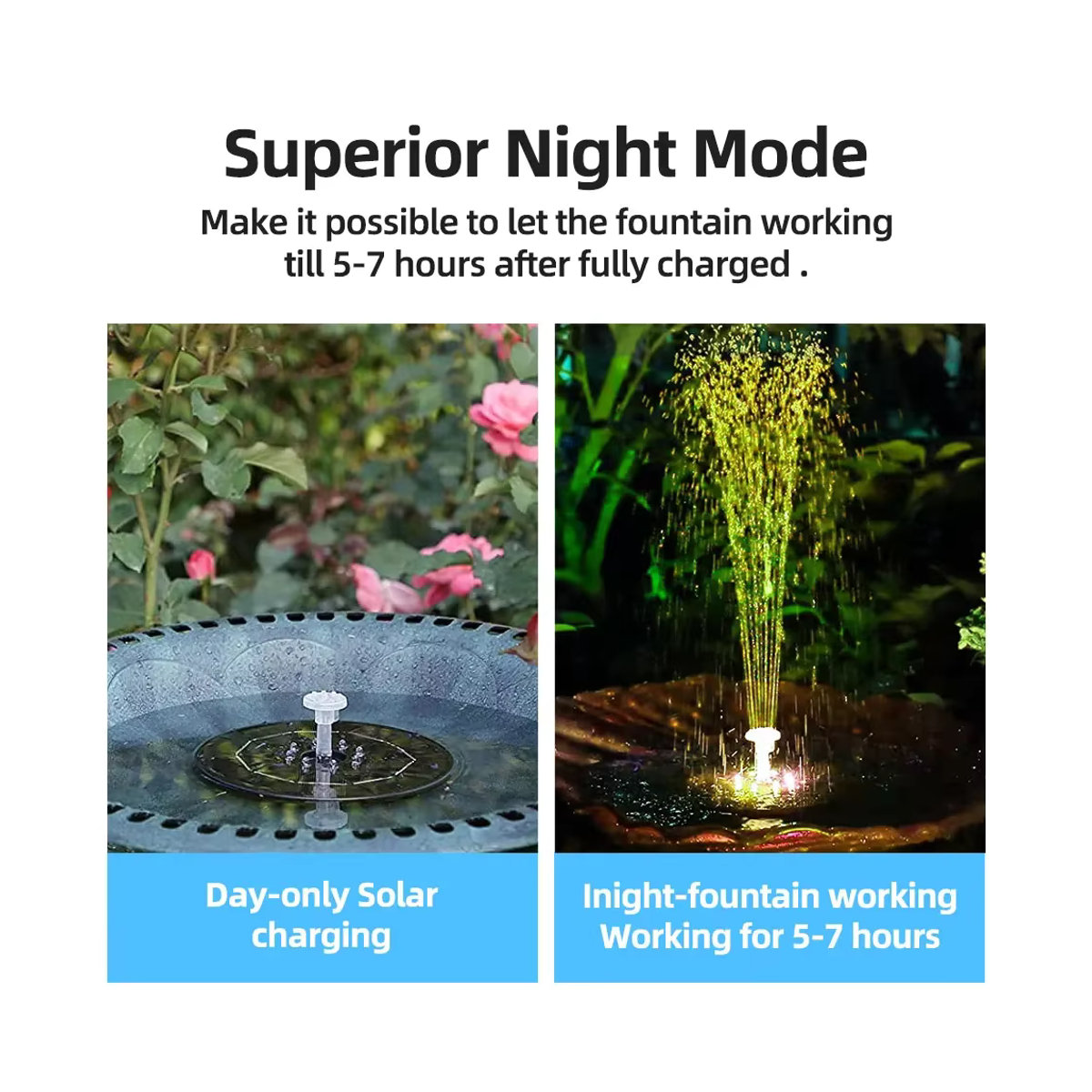 Solar Vogelbad mit schwimmendem Wasserbrunnen und LED-Lichtern für den Garten inklusive Solarpanel und Wasserpumpe - Bild 4