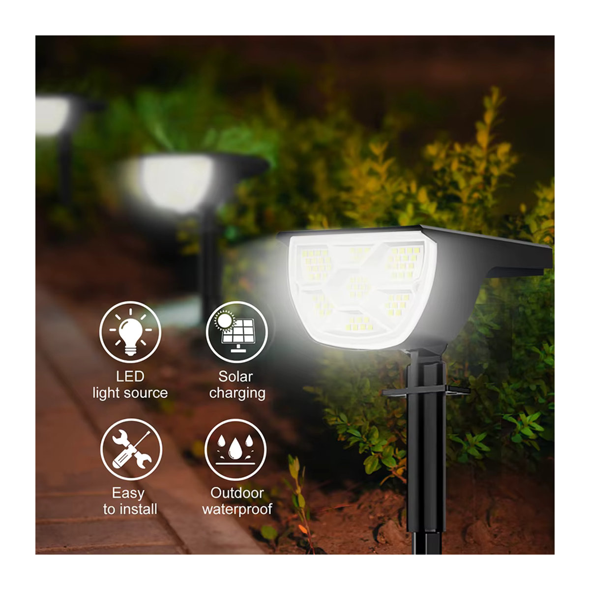 Solarbetriebene 2-in-1 LED Wandleuchte und Gartenstrahler in Schwarz mit 3 Modi für Außenbereich und Landschaftsbau - Bild 5