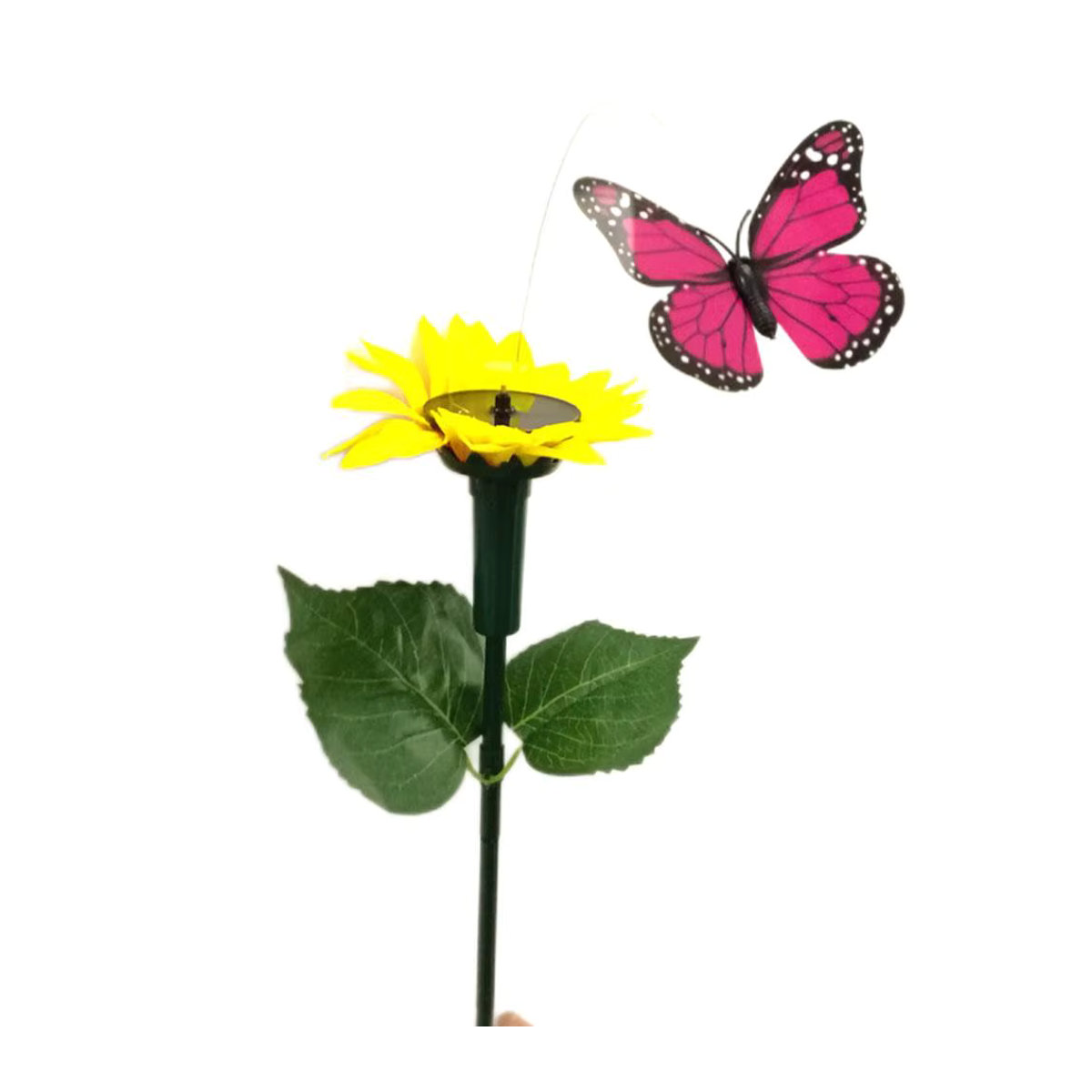 Solarbetriebene Garten-Dekoration mit flatternden Schmetterlingen und Kolibris auf Sonnenblumen für den Außenbereich - Bild 3