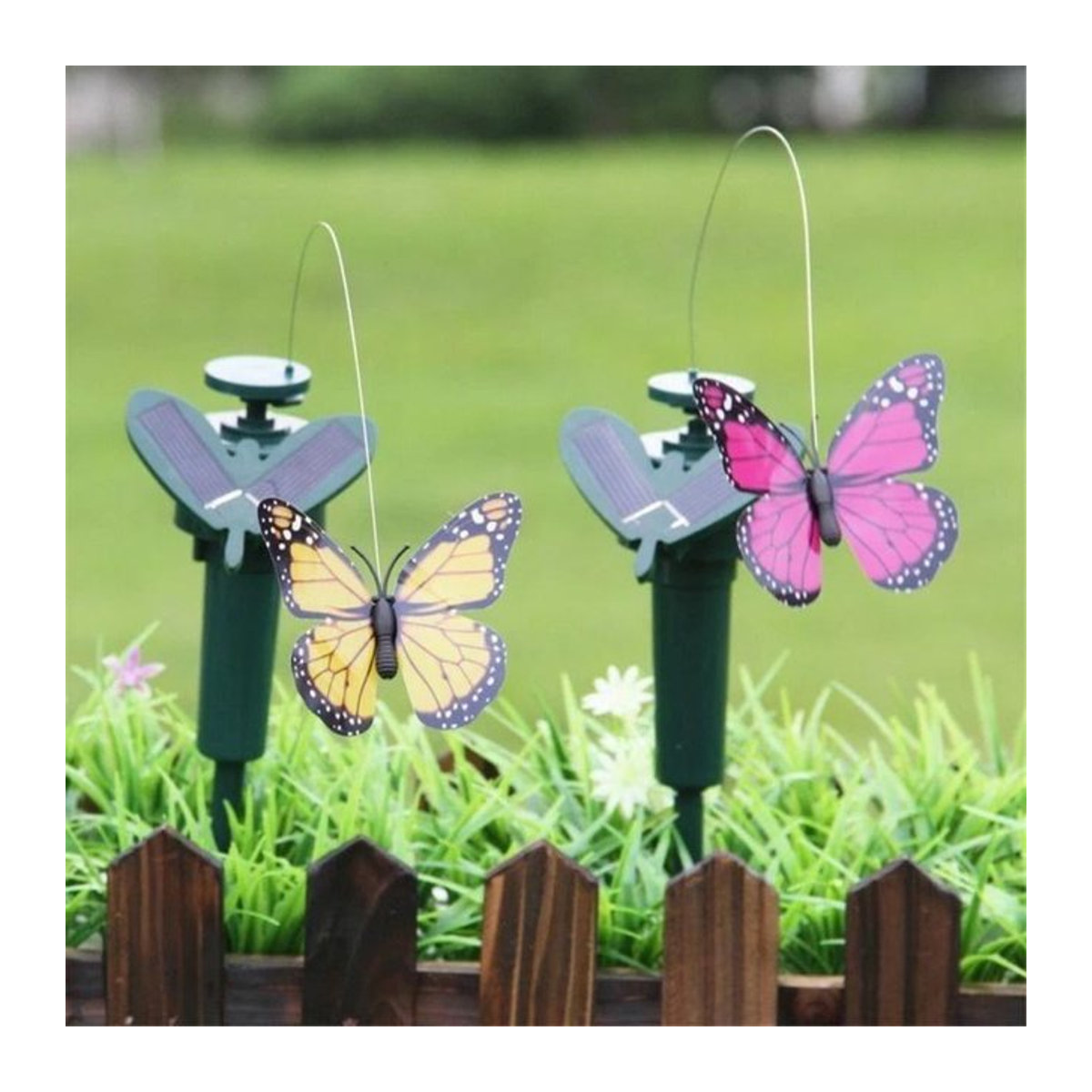Solarbetriebene Gartendekoration mit tanzenden Schmetterlingen und fliegenden Kolibris in zufälliger Farbe - Bild 1