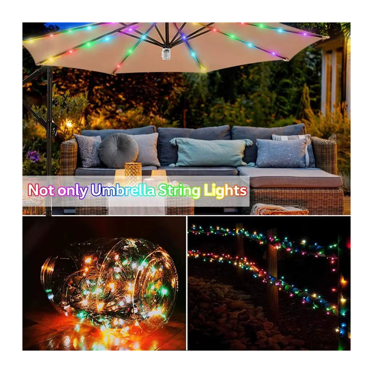 Solarbetriebene LED-Lichterkette für den Außenbereich in Warmweiß mit 8 Beleuchtungsmodi und Fernbedienung - Bild 5