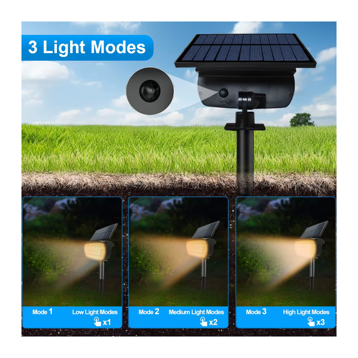 Solarbetriebene LED Wandleuchte für den Außenbereich in Schwarz, Modernes Design, Wasserdicht mit automatischem Ein- und Ausschalten für Garten und Hof - Bild 5