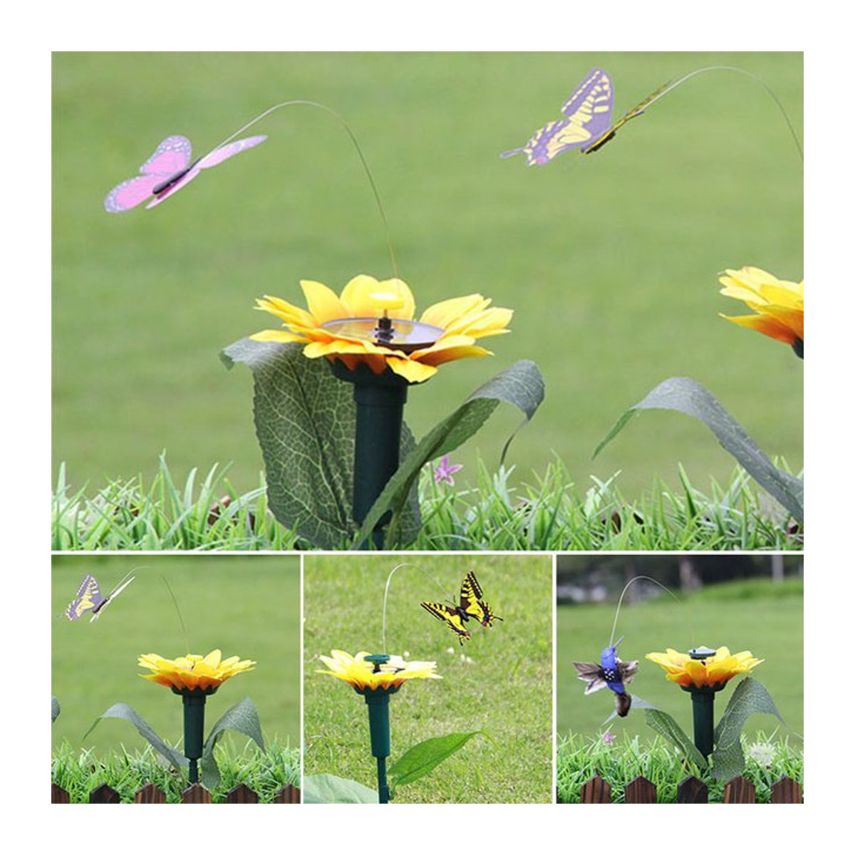 Solarbetriebene tanzende Schmetterlinge und Kolibris als Garten- und Topfpflanzendekoration - Bild 1