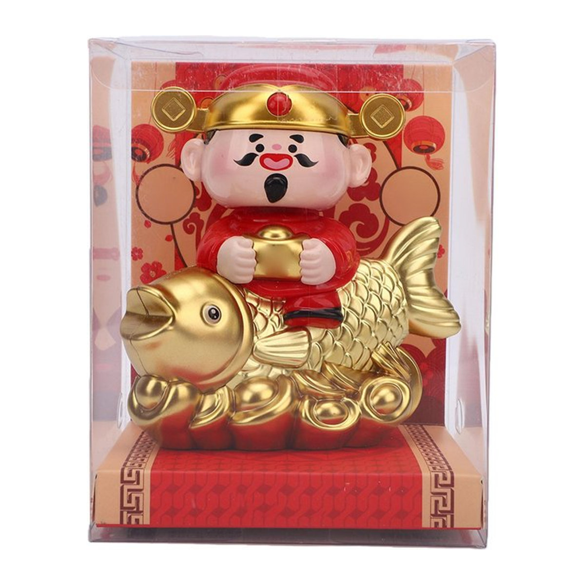 Solarbetriebenes Caishen Koi-Fisch-Ornament von Sportssss mit automatischer Schwingbewegung in Rot und Multicolor aus Kunststoff - Bild 1