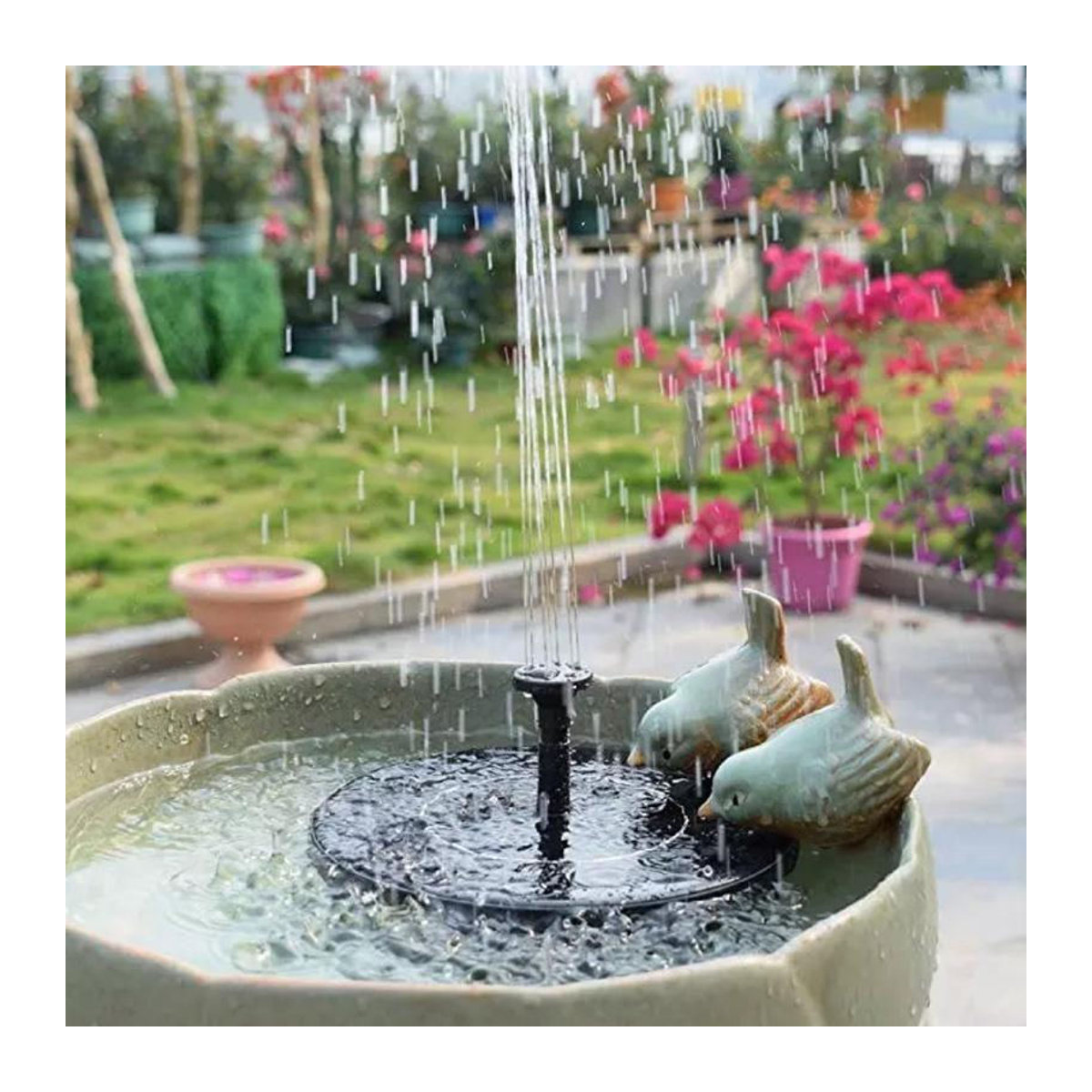 Solarbrunnenpumpe von chenxiaogang mit 6 Düsen, solarbetriebener Wassersprinkler für Teiche, Pools und Gartendekoration, Schwarz, Durchmesser: 13 cm - Bild 5