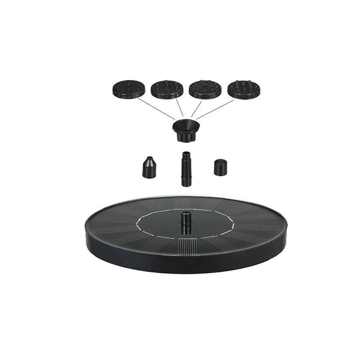 Solarbrunnenpumpe von chenxiaogang mit 6 Düsen, solarbetriebener Wassersprinkler für Teiche, Pools und Gartendekoration, Schwarz, Durchmesser: 13 cm - Bild 6