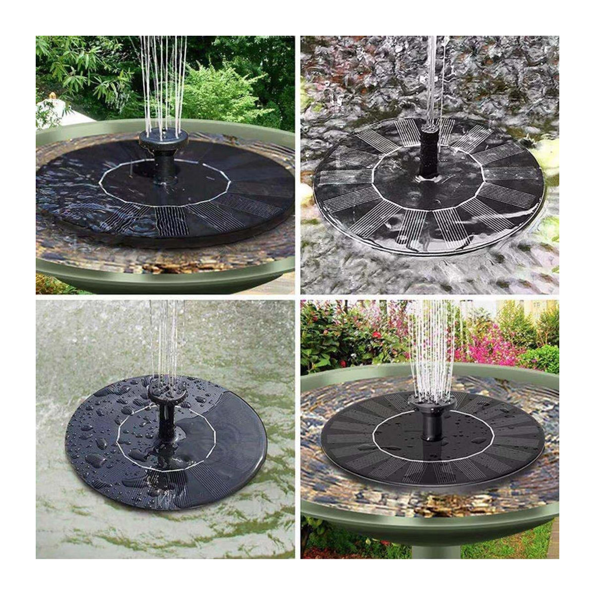 Solarbrunnenpumpe von chenxiaogang mit 6 Düsen, solarbetriebener Wassersprinkler für Teiche, Pools und Gartendekoration, Schwarz, Durchmesser: 13 cm - Bild 8
