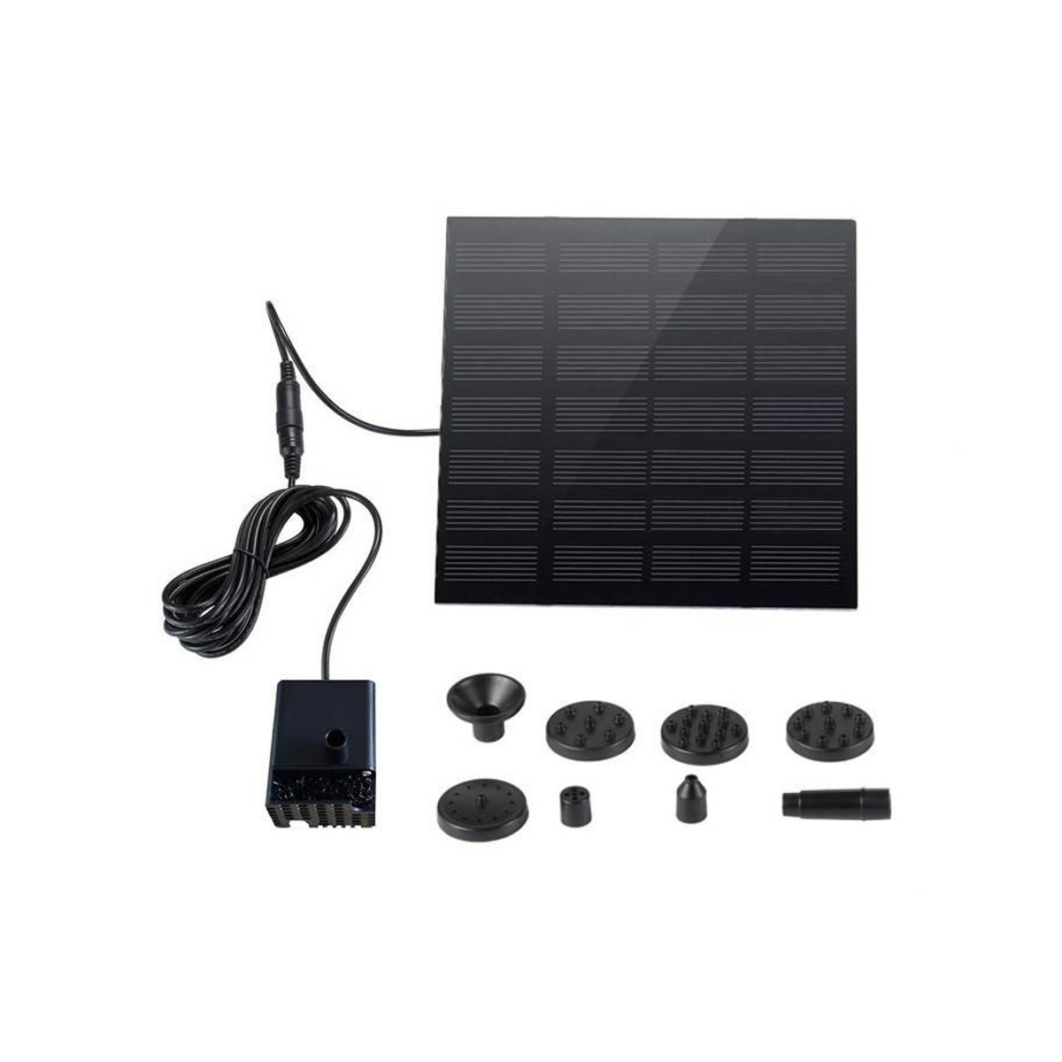 Solarbrunnenpumpe von chenxiaogang mit 6 Düsen, solarbetriebener Wassersprinkler für Teiche, Pools und Gartendekoration, Schwarz, Durchmesser: 13 cm - Bild 9