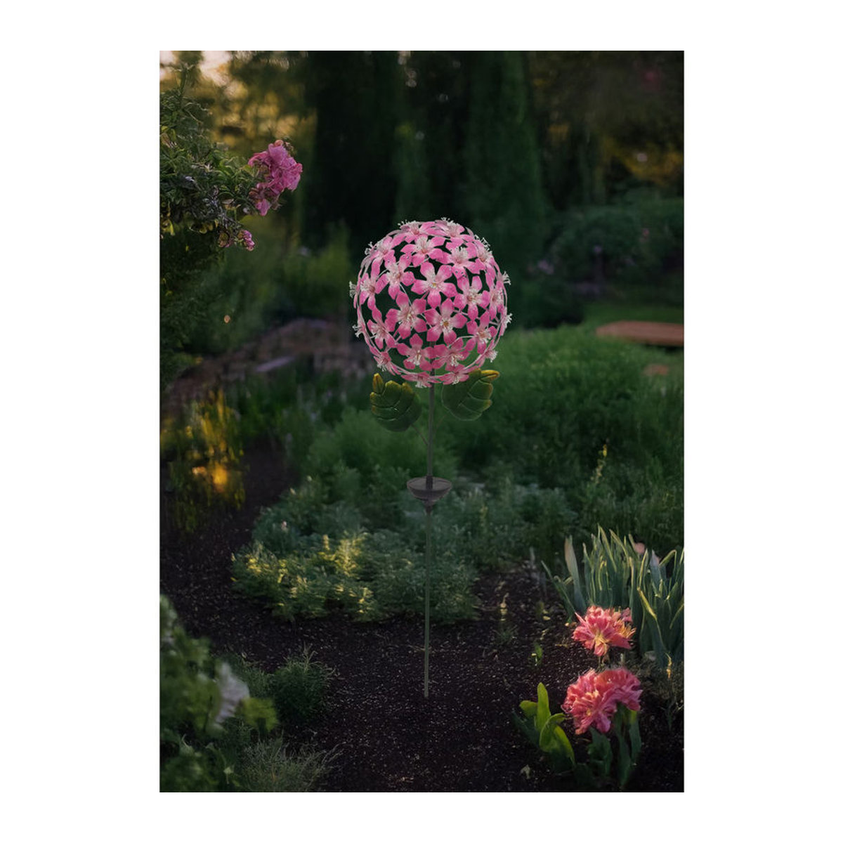 SOLITHIA Solar-LED-Gartenstecker Hibiskus in Rosa mit warmweißem Licht - Bild 3