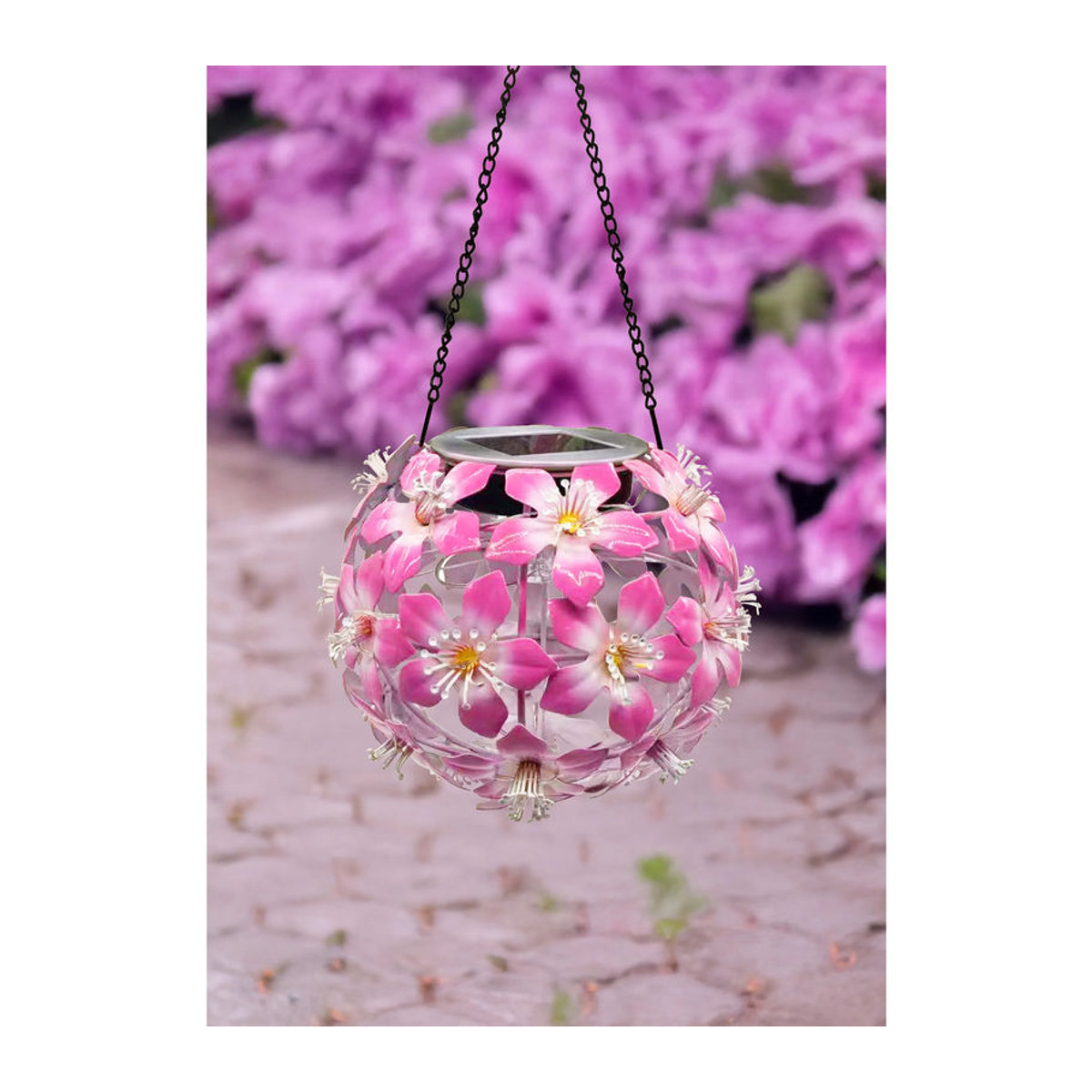 SOLITHIA Solar-LED-Hängeleuchte Hibiskus in Rosa mit warmweißem Licht - Bild 2