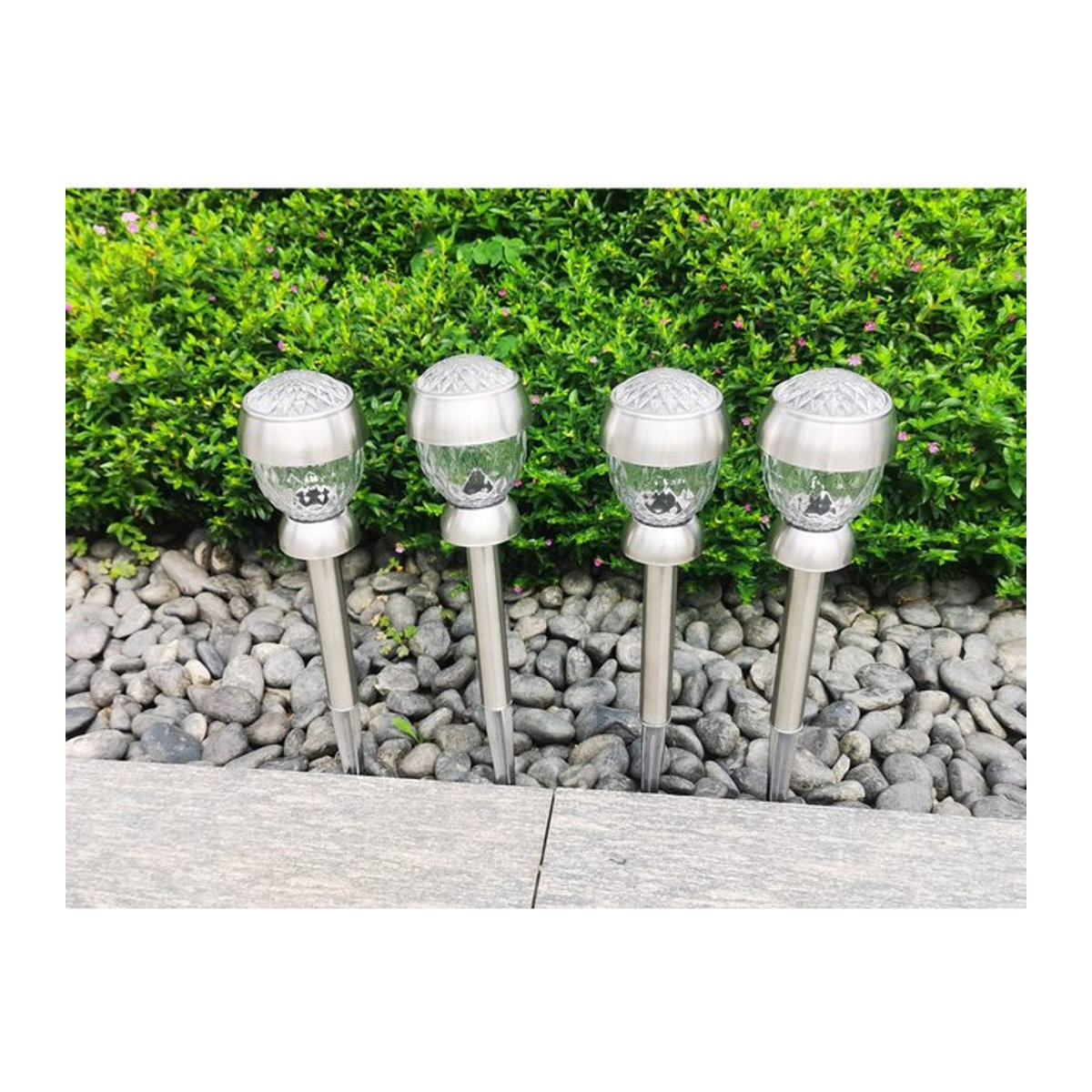 Solithia Solarleuchte Kristall Mini aus Edelstahl und Glas in Silber mit warmweißem LED-Licht - Bild 1