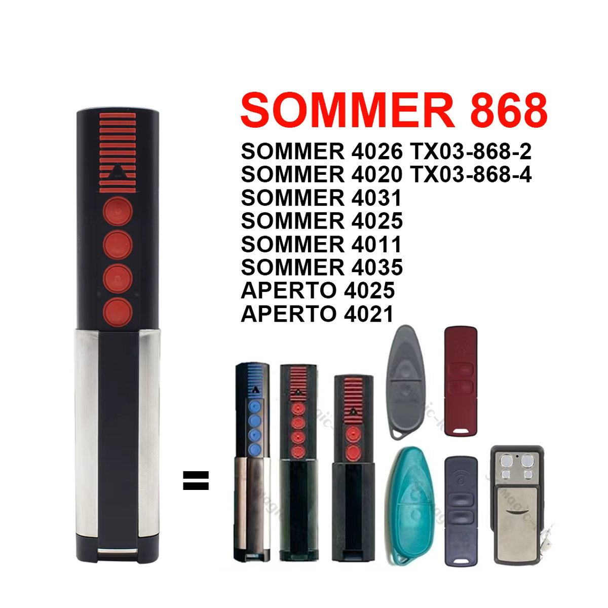 Sommer Garage Tür Fernbedienung 868 MHz Sender für Aperto 4025 4021 in Schwarz/Weiß - Bild 2