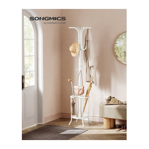 SONGMICS Garderobenständer aus Metall in Weiß, minimalistisches Design, T x B x H: 40 x 40 x 175 cm