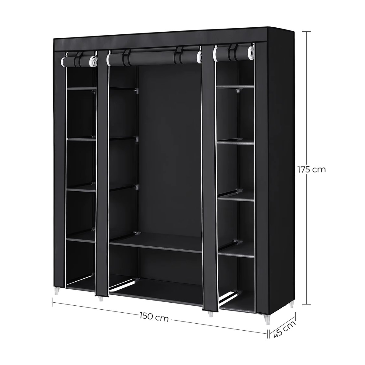 SONGMICS Kleiderschrank 2er Set in Schwarz mit Kleiderstange und Ablagen - Bild 2