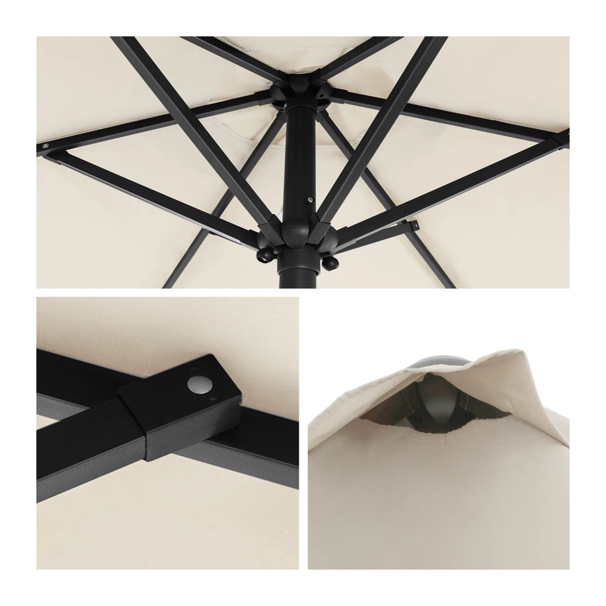 SONGMICS Sonnenschirm Beige, 210 cm Durchmesser, UPF 50+ Sonnenschutz mit Kurbelmechanismus - Bild 3