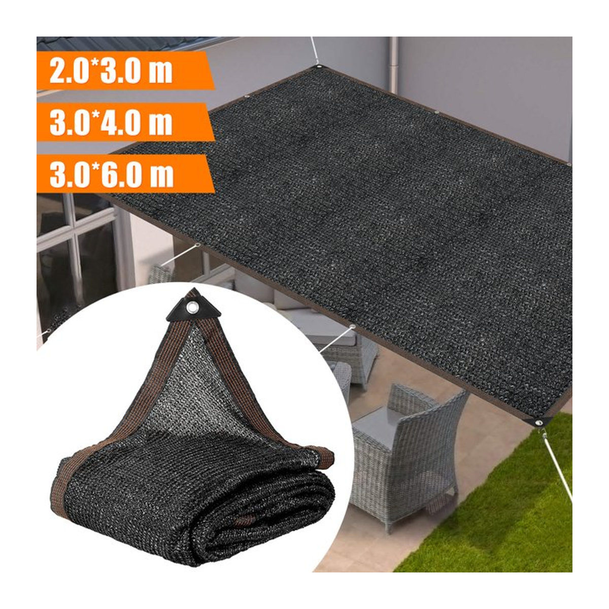 Sonnenschutz Netz für Garten und Terrasse mit 85% UV-Schutz, dehnbarer Schattenstoff für Pavillon und Baldachin - Bild 1