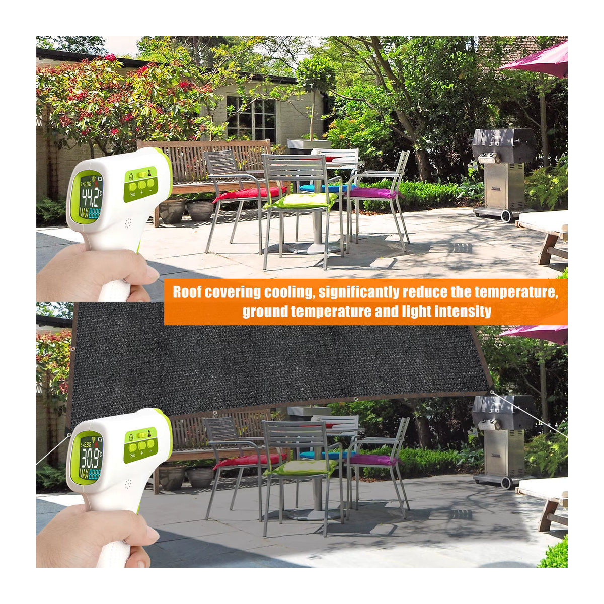 Sonnenschutz Netz für Garten und Terrasse mit 85% UV-Schutz, dehnbarer Schattenstoff für Pavillon und Baldachin - Bild 5