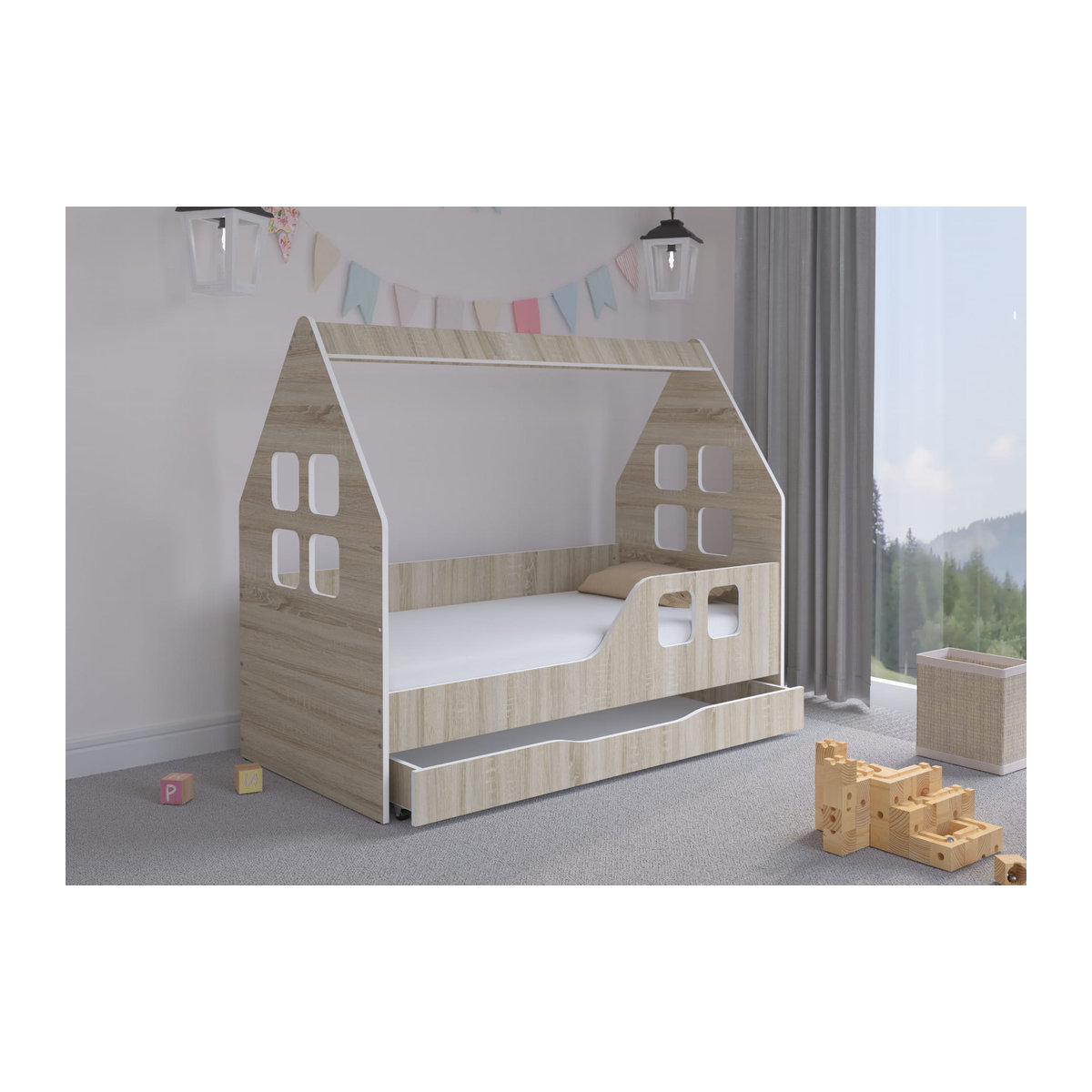 SONOMA HOUSE Hausbett für Kinder und Jugendliche mit Schublade, B/T: 140 x 70 cm - Bild 2