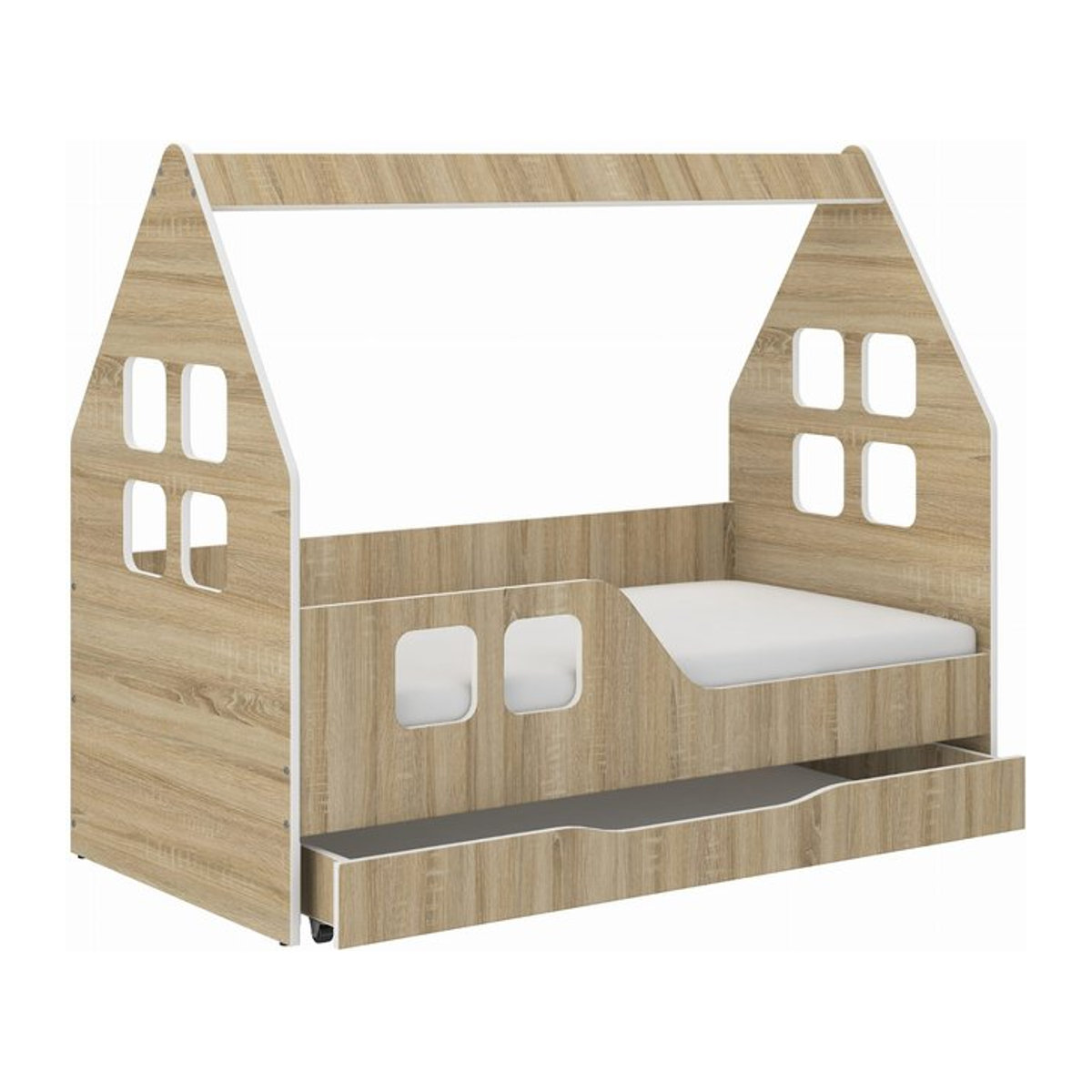 SONOMA HOUSE Kinderbett in Hausform mit Schublade links, B/T/H: 140 x 70 x 120 cm - Bild 1