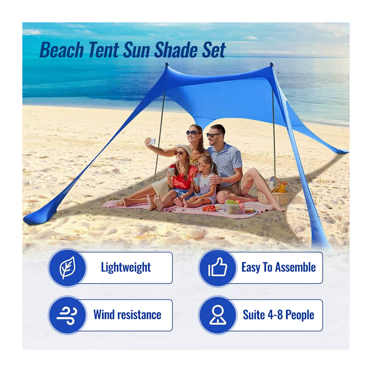Sonuto Tragbares Lycra Strandzelt mit UV-Schutz als Sonnenschirm und Outdoor-Shelter für Camping, Picknick und Angeln - Bild 2