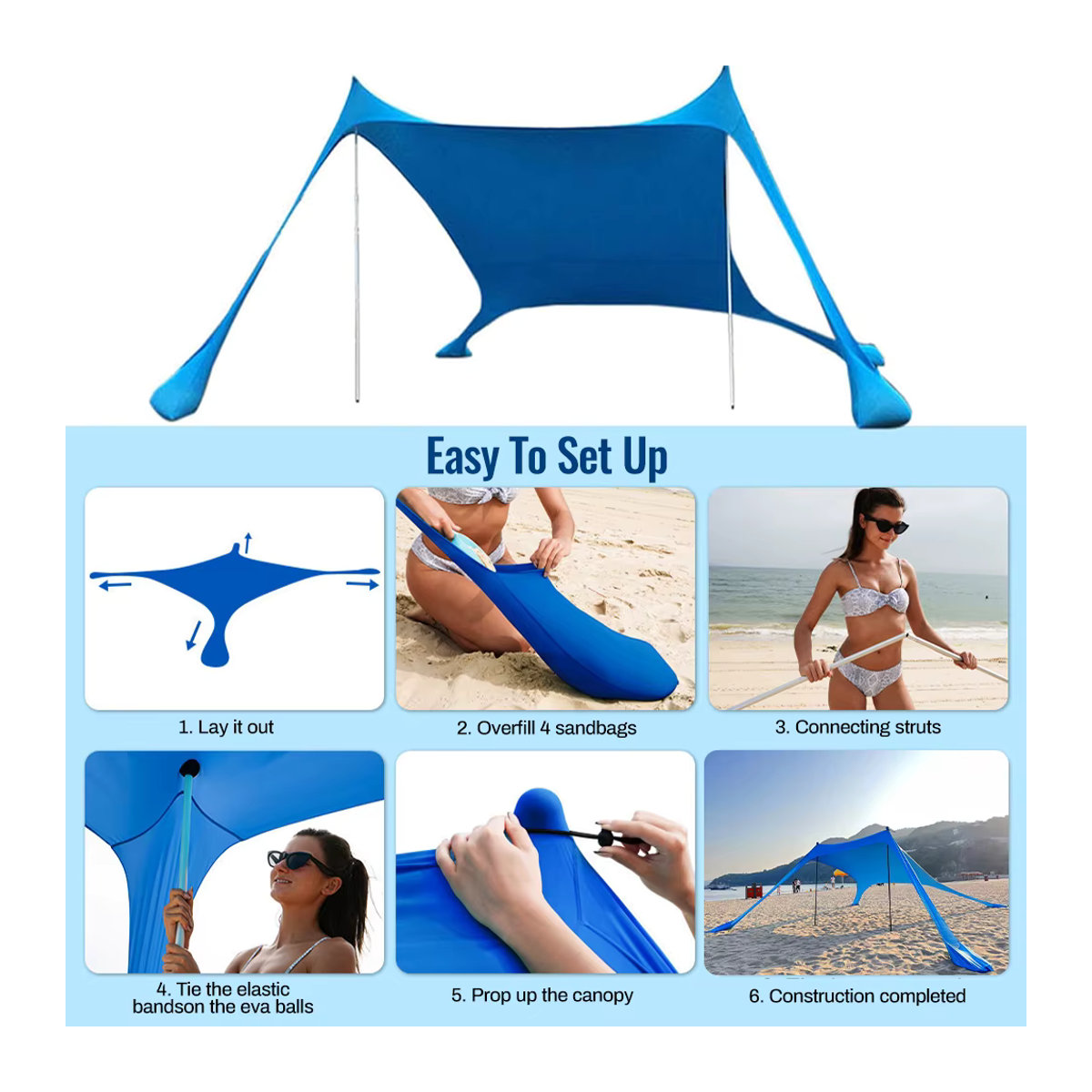 Sonuto Tragbares Lycra Strandzelt mit UV-Schutz als Sonnenschirm und Outdoor-Shelter für Camping, Picknick und Angeln - Bild 3