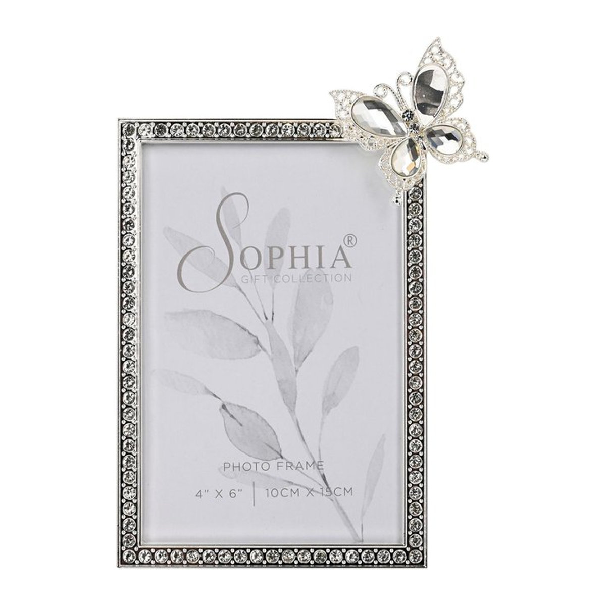Sophia Kristall-Fotorahmen mit Schmetterling in Silber - Bild 1