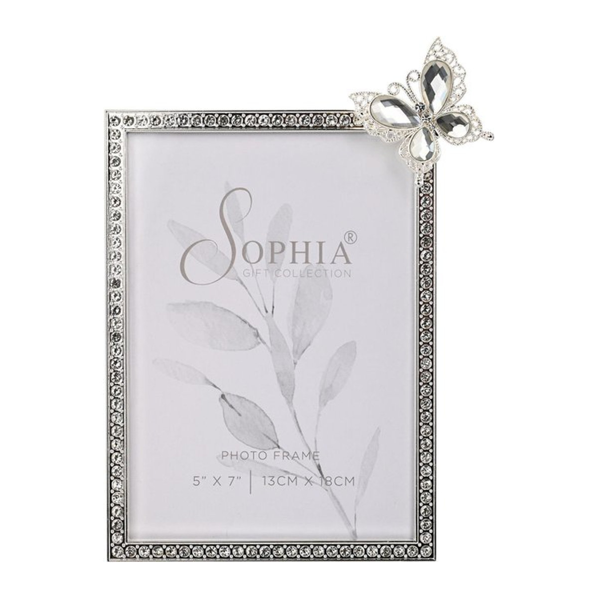 Sophia Kristall-Fotorahmen mit Schmetterling in Silber - Bild 1