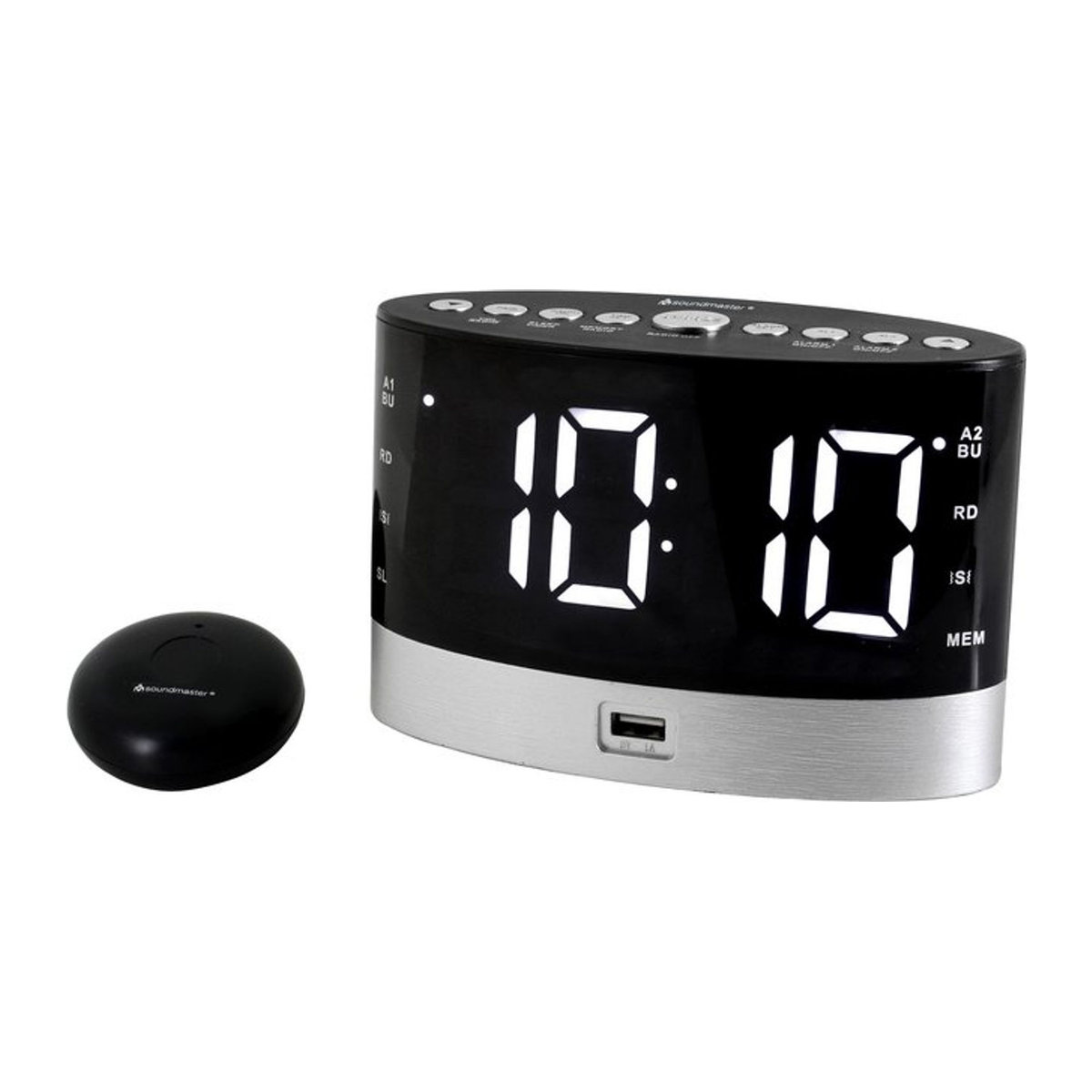 Soundmaster UR580 Digital-Radiowecker in Schwarz mit Schlummerfunktion und Vibration - Bild 1