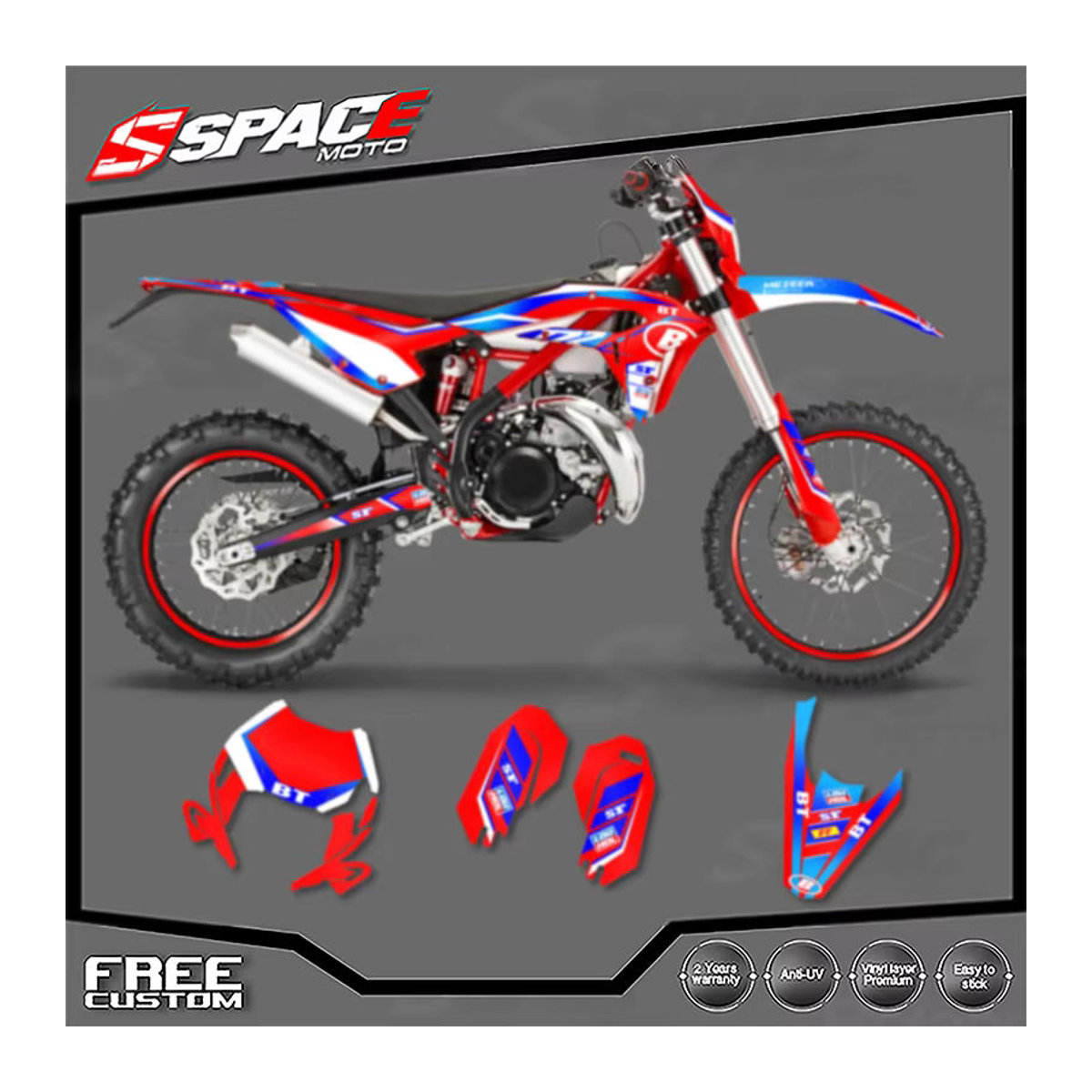 SPACE Motorrad Grafik-Aufkleber Set für Beta 250 300 XTRAINER 2023 2024 2025 Enduro in Mehrfarbig mit abstraktem Design - Bild 1