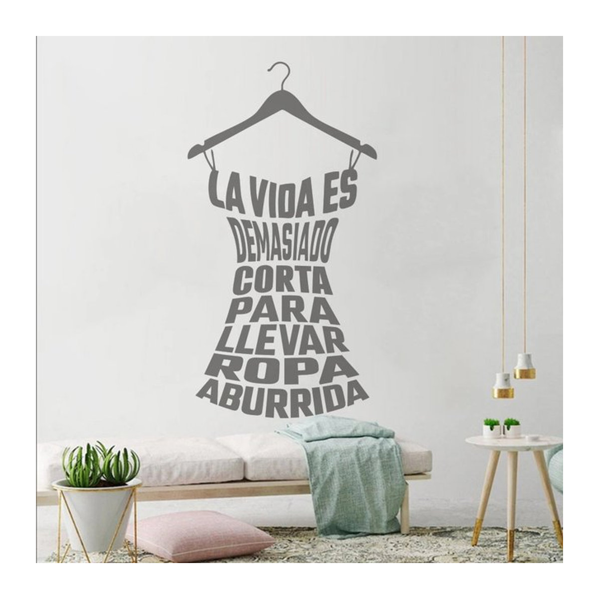Spanisches Wandkunst-Poster mit Zitat zur Dekoration für Bekleidungsgeschäfte und Wohnräume, B: 28,0 cm, H: 28,0 cm, T: 15,0 cm - Bild 1