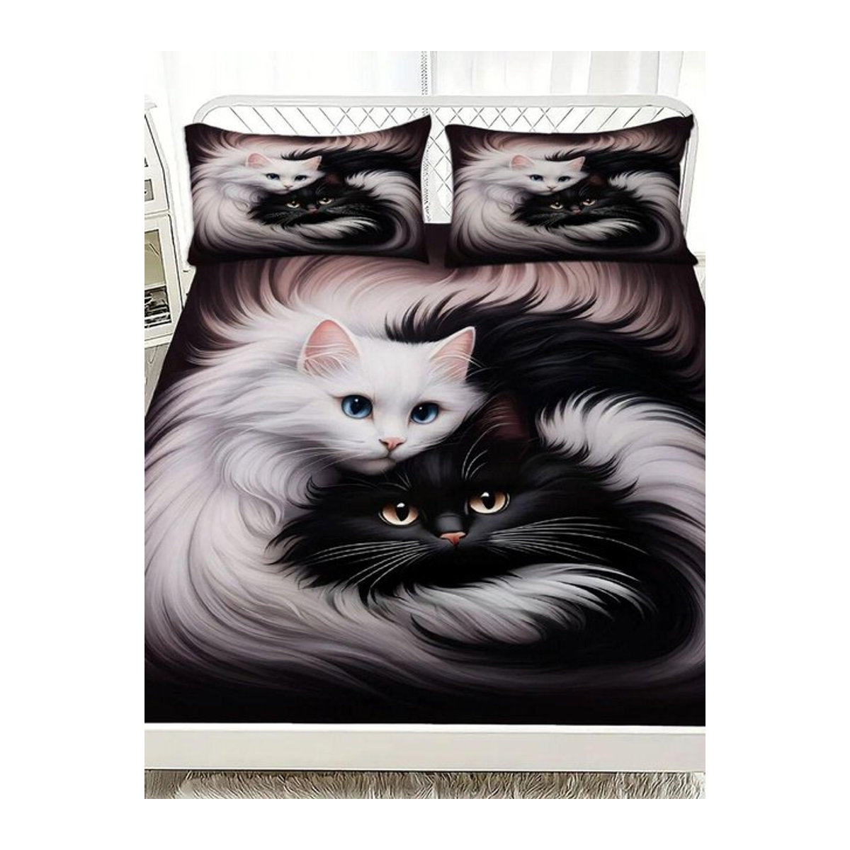 Spannbettlaken mit Katzen-Digitaldruck für dein Schlafzimmer, H x B x T: 25 x 90 x 200 cm - Bild 1