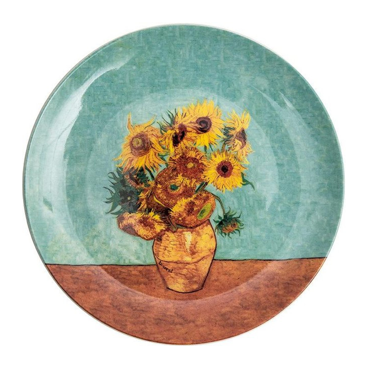 Speiseteller aus Knochenporzellan mit Van Gogh Ölgemälde Blumen, Durchmesser: 20,3 cm, Multicolor - Bild 1