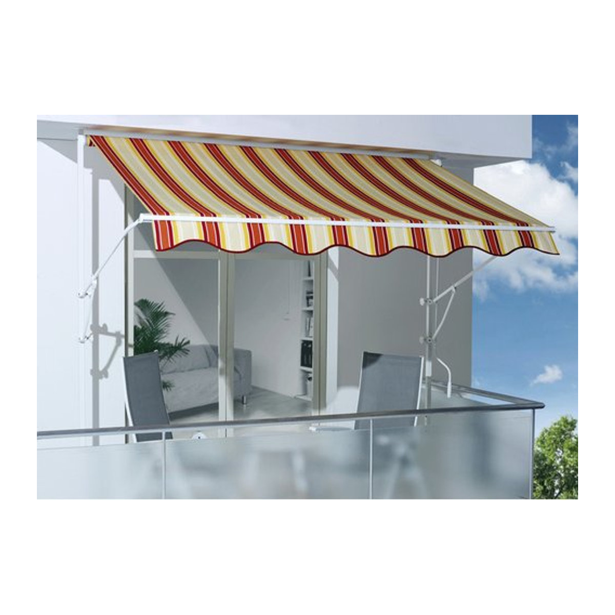 SPETTMANN Markise LINE gestreift in Weiss Rot Gelb Orange Creme B/T: 300 x 160 cm - Bild 1
