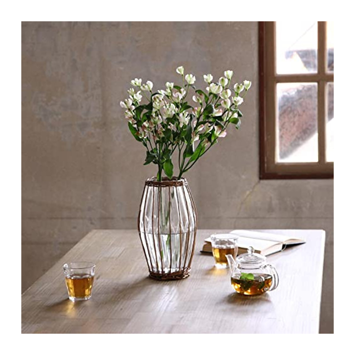 SPICE OF LIFE FONTAINE Blumenvase aus Korbgeflecht und Glas, Durchmesser: 17 cm, Höhe: 30 cm - Bild 2