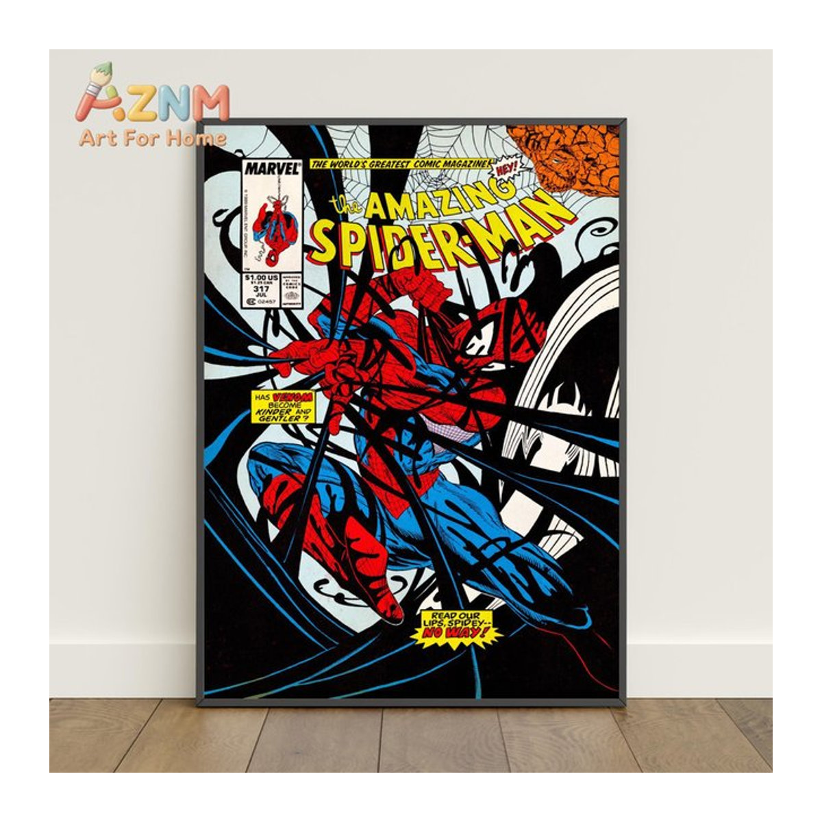 Spiderman Comic-Buch-Cover Poster von KAYOU als mehrfarbiger Leinwanddruck im Vintage-Stil für deine Wandmontage - Bild 1