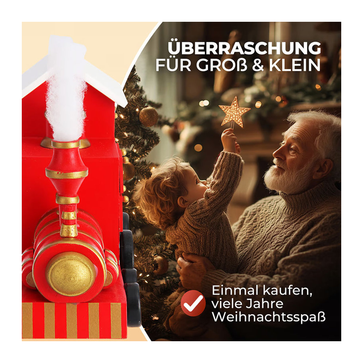 Spielwerk Adventskalender Lokomotive aus Holz in Rot und Mehrfarbig - Bild 4