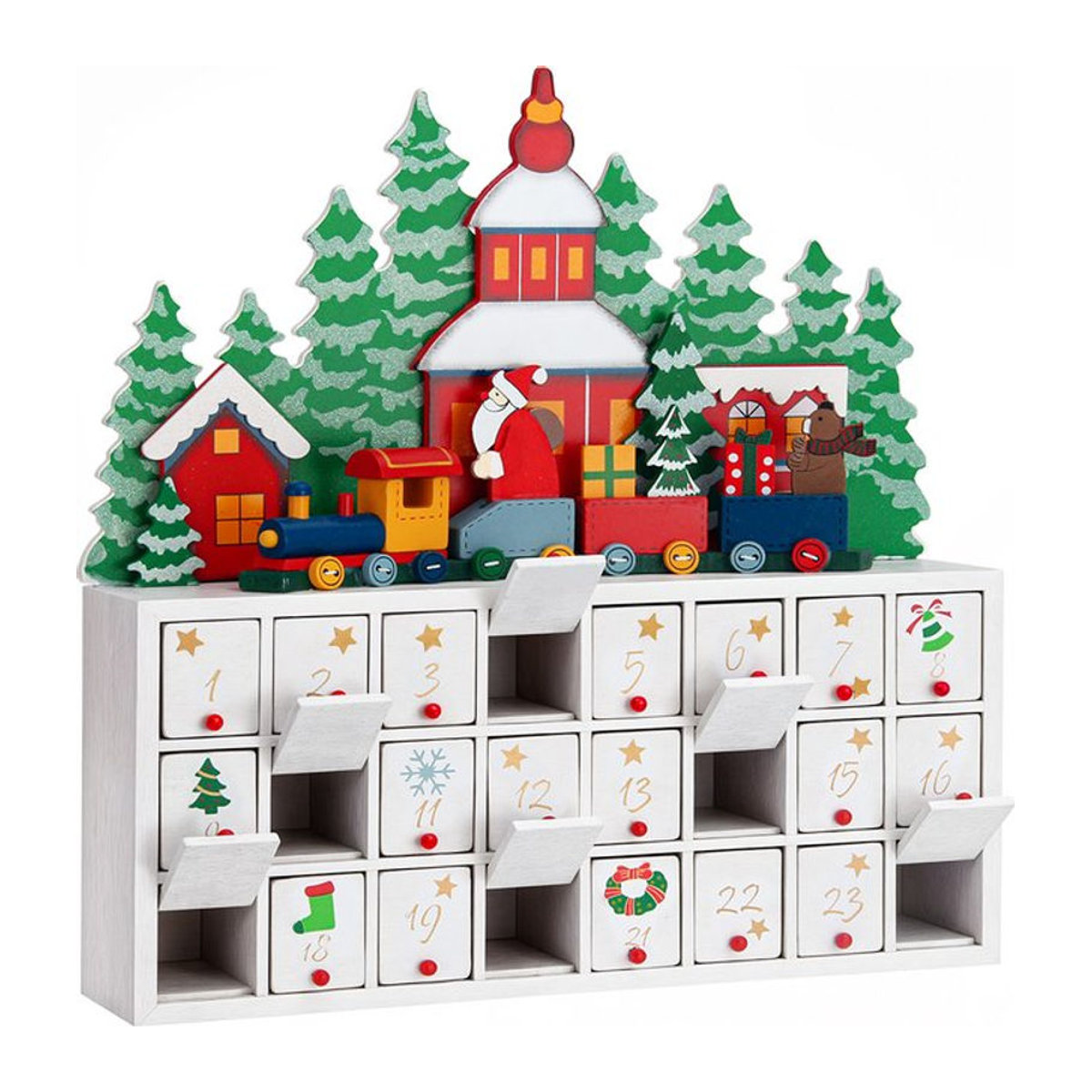 Spielwerk® Adventskalender Winterlandschaft aus Holz in Mehrfarbig - Bild 1
