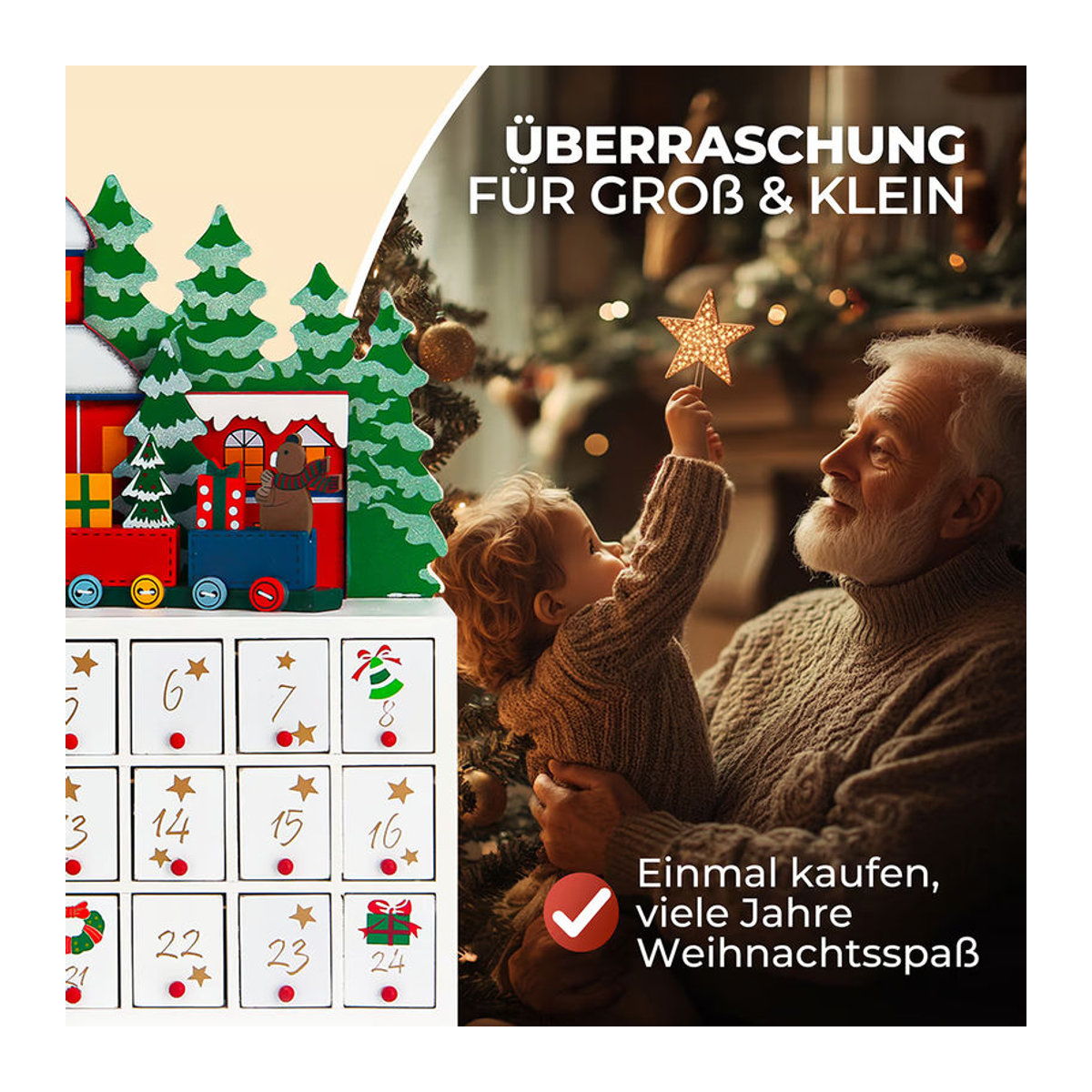 Spielwerk® Adventskalender Winterlandschaft aus Holz in Mehrfarbig - Bild 4